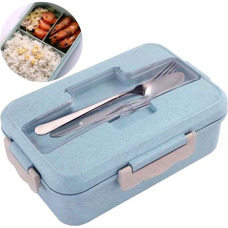 Boîte À Bento - 1000 Ml - Étanche - En Paille De Blé Et Polypropylène Alimentaire - Micro-ondes Congélateur Lave-vaisselle - 1 Pièce (1/5)