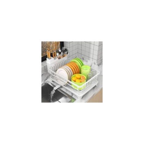 Égouttoir à ustensiles, égouttoir à ustensiles peu encombrant pour comptoirs de cuisine avec support à ustensiles, égouttoir à ustensiles pour cuisine, égouttoir à ustensiles avec plaque d'égouttage, (1/5)