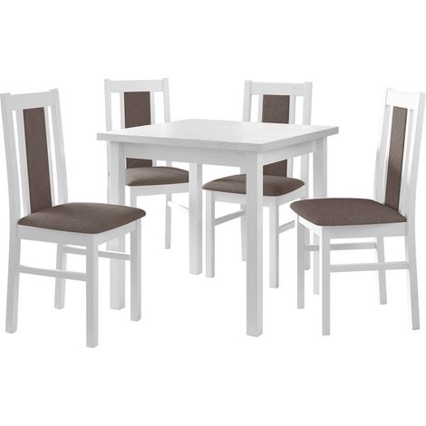 Conjunto de mesas y sillas para comedor Victorville 310, Blanco, 78x80x80cm, Diámetro: 0, Número de asientos: 4, Estilo: Contemporary (1/5)