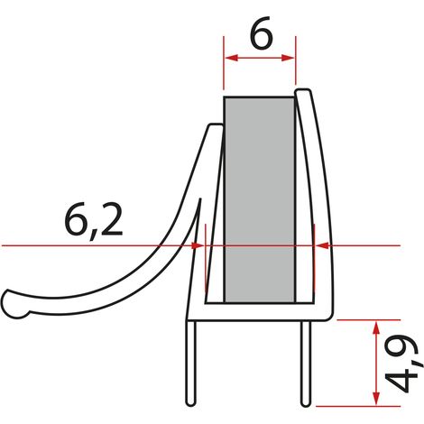 Joint inférieur pour porte, verre 6mm, 1000mm (1/2)