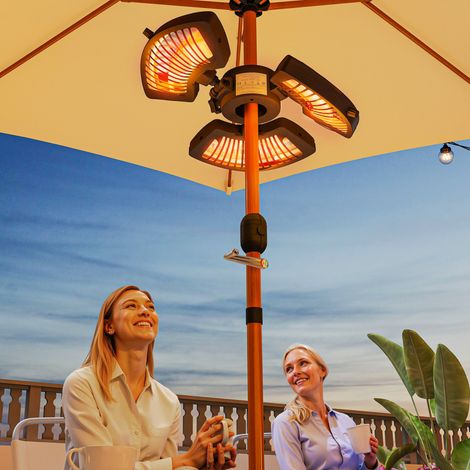 Chauffage Électrique Extérieur 2400W avec 3 Niveaux de Chaleur, Protection Antivol pour Parasols Terrasse Ø55x8 cm Noir (1/5)
