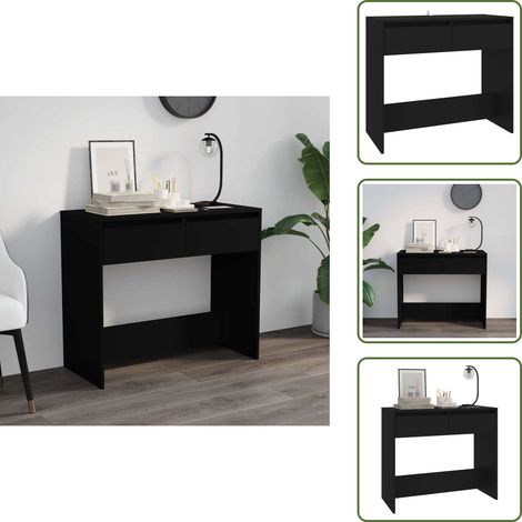 Table console Noir 89x41x76,5 cm Acier - Table Basse - Meuble Entrée - Table D'appoint - Table Console Noire - Rangement Intérieur (1/5)