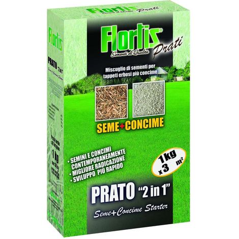 Flortis Sementi Prato Starter 2in1 - 1000 g - Copre 30 mq