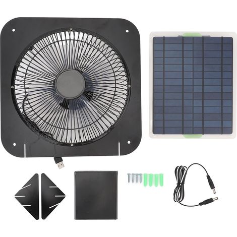 Ventilateur d’Extraction Solaire Ortviai 20 W – Panneau Solaire Monocristallin + Ventilateur Sur Pied 25 cm pour Serre et Abri
