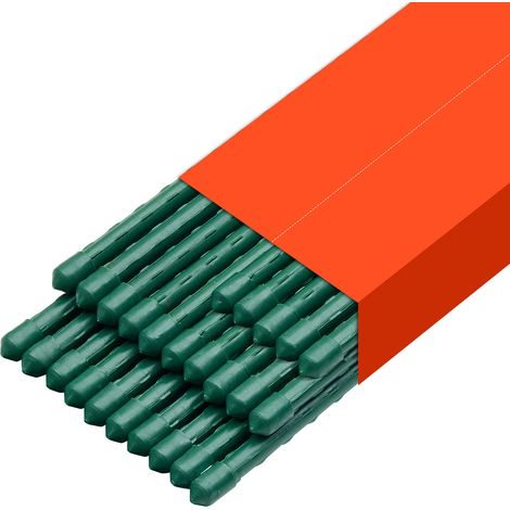 Mophorn Soportes para Plantas, Ø11 x 1800 mm, Tutores Metálicos con Recubrimiento de Plástico, Puntas Afiladas y Topes Antideslizantes para Plantas Trepadoras y Hortalizas, 25 unidades, Color Verde