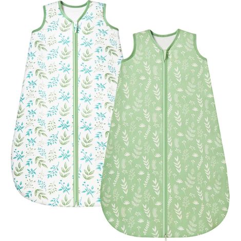 Baby Sleeping Bag 1.0 Tog, Pack of 2, Ultra Soft Rayon Made from Bamboo, Organic Bamboo Fiber Baby Sleeping Bag, Ideal for All Seasons., Green (1/5)