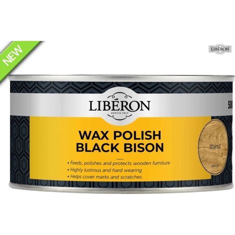 Liberon Black Bison Wax Paste in Walnut - 500ml, Premium Finishing Wax for Furniture and Woodwork