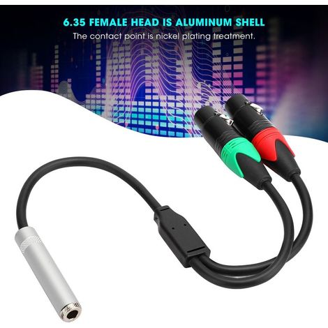 Câble Audio Jack 6.35 Femelle vers Double XLR Femelle, 0.3 Mètre, Double Blindage, Cuivre Pur