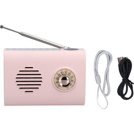 Altoparlante Bluetooth portatile rosa a energia solare con radio FM e LED, 10,8x5,4x7,6 cm, ABS, batteria da 1500 mAh, USB/SD/AUX (1/5)