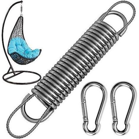FENOPLASTICAFauteuil suspendu à ressort Swing Spring avec capacité de charge de 300 kg – 2 mousquetons M10, 1 anneau rotatif et 1 ressort – Suspension en acier inoxydable 304 pour fauteuil suspendu, s (1/4)
