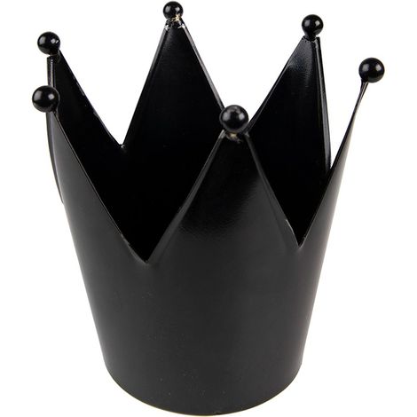 Photophore Porte-Bougie Chauffe-Plat en Fer Noir Couronne Style Campagne Ø 13 x 14 cm - PANGIVO (1/2)