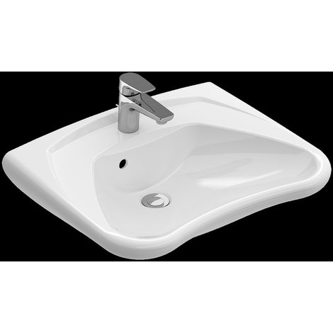 Lavabo VB ViCare 600x490mm Rectangulaire 1HL. avec trop-plein Blanc Alpin (1/7)