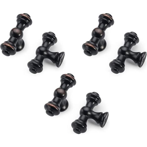 Poignées noires 6 pièces, boutons d'armoire de cuisine, boutons de meubles modernes pour tiroirs de commode avec vis (1/4)