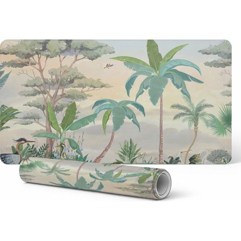 Alfombrilla de escritorio moderna para teletrabajo, dise帽o de paisaje tropical, 120x60 cm.