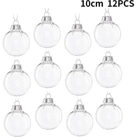 Lot de 12 Boules de Noël Transparentes en Verre Irisé de 10 cm (1/5)