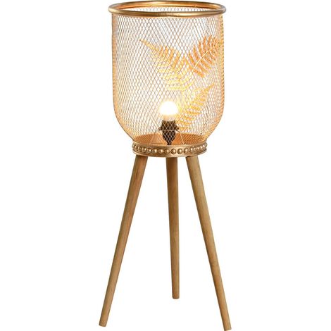 Lampara Sobremesa Metal Pino 32X32X90 Hoja Dorado (1/5)