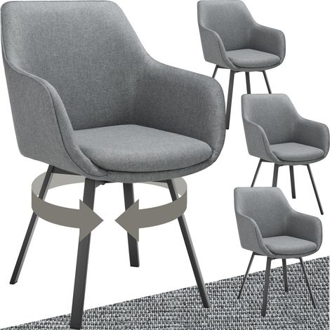 Lot 4 Fauteuils pivotants rembourrés avec accoudoirs et dossier gris