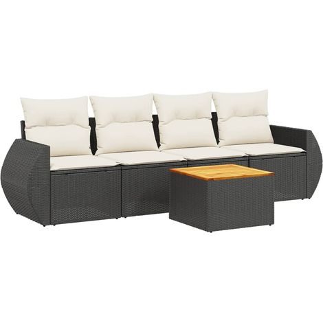 Maison Exclusive - Set de muebles de jardín 5 pzas y cojines ratá (1/3)