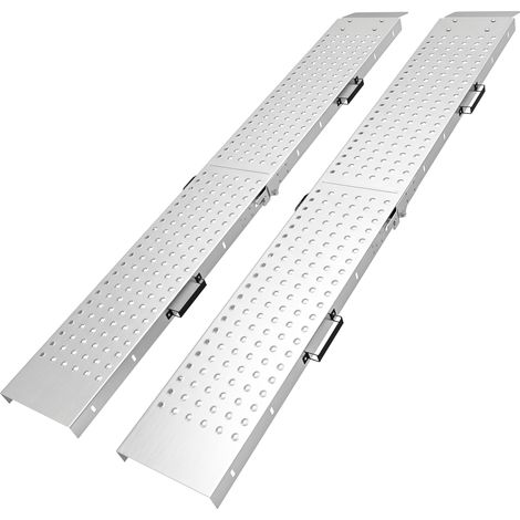 Lot de 2 rampes de chargement pliables, 400 kg, pour moto/quad/remorque/pick-up, 180 x 25,5 cm, argent (1/5)
