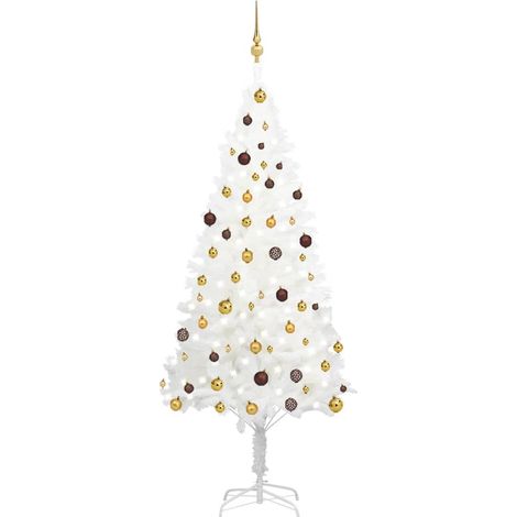 Sapin de Noël artificiel LED et boules/Arbre de Noël pour Déco Blanc 210 cm -WYW64775 (1/5)