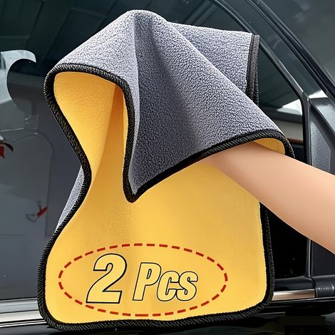 5 pezzi/2 pezzi Panni per la pulizia super assorbenti a doppia faccia - Panni in microfibra riutilizzabili per auto, vetri, casa, cucina, bagno - Giallo/Nero (1/5)