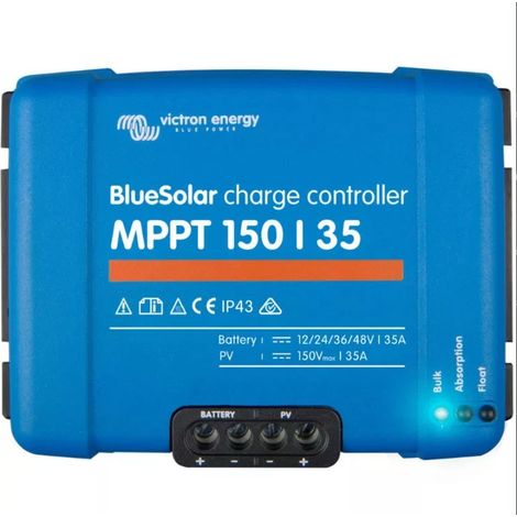 Victron BlueSolar MPPT 150/35, Regulador Solar 12V 24V 48V para Carga Eficiente de Baterías de Plomo, Azul