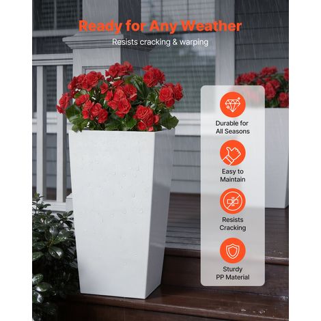 Jardinière Haute Lot de 2 Pot de Fleur Haut 75 cm pour Plantes Intérieur Extérieur Entrée Terrasse Jardin, avec Trous Drainage, Rou… (1/5)