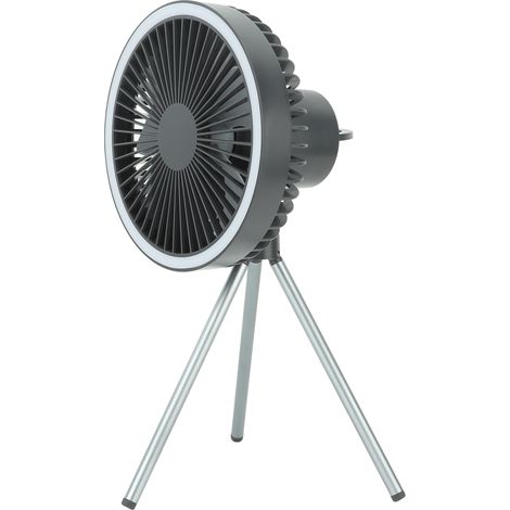 Ventilateur de camping portable USB 10 000 mAh avec trépied, lampe torche et batterie externe (gris) (1/5)