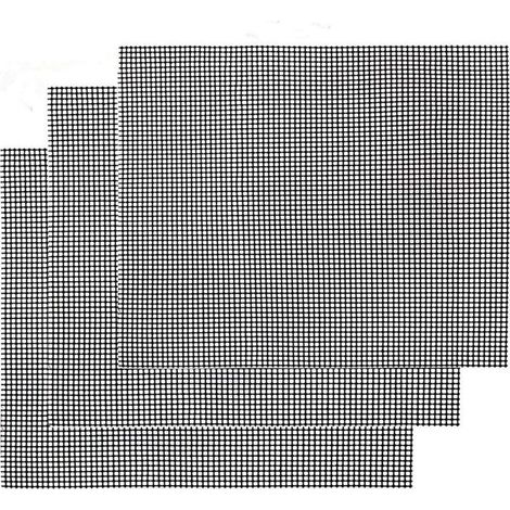 Grille Barbecue Mat of Cooking Non-stick 3 Pieces - Sheet of Cooking Reusable Resistant to the Heat of Grill, for The Barbecue D'indoor and outdoor (Black, 42 x 36cm)- (1/4)