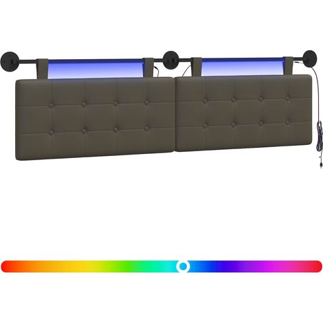 Testiera Testata del letto sospesa Con luce LED Grigio Similpelle (1/5)