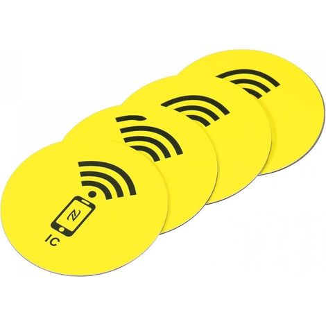 NFC étiquettes Autocollants M1 RFID IC Étiquette 13.56MHz Réinscriptible Retour Adhésif Sans Contact pour Entrée Accès Contrôle Système, Jaune 4 Paquet (1/5)
