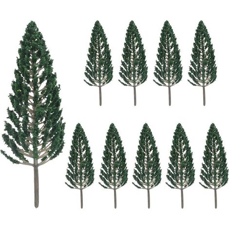 10 PièCes Pins 1:25 Train ModèLe Bâtiment Ferroviaire Arbre ModèLe Vert pour éChelle O G 1/25 Mise en Page de Chemin de Fer Diorama Paysage