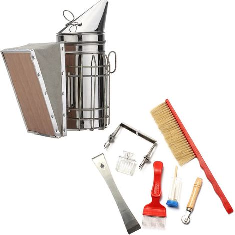 Fournitures pour apiculture 8 pièces Kit outils pour apiculture Apiculture Accessoires - Bee maintien, outil grattoir en acier inoxydable, couteau de coupe pour miel à aiguille, clip King Cage (1/5)