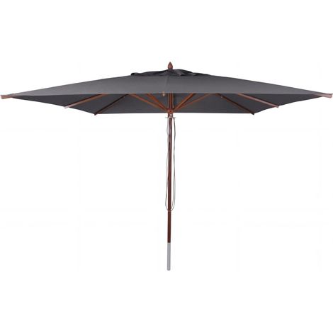 [NON UTILIZZATO] Ombrellone da giardino grande HHG-493b, hotel ristorante, poliestere/legno 17 kg, quadrato 3x3m, UV UPF 50+, antracite