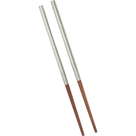 Zusammenklappbare Essstäbchen aus Holz, tragbares und zerlegbares Besteck aus Holz, Mahagoni und Edelstahl, perfekt für Camping, mit Verriegelungsmechanismus. (1/4)