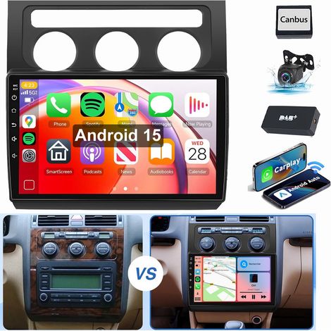 Pour VW Touran 1T1 1T2 1T3 2004-2008 Android 15 Autoradio GPS wifi Carplay 4+64G DAB CAM