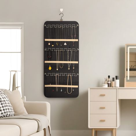 Jewellery Organiser Double Sided Jewellery Storage Double Sided Earring Storage Organiser with 48 Transparent Pockets for Earrings Necklaces Rings Pink (1/5)