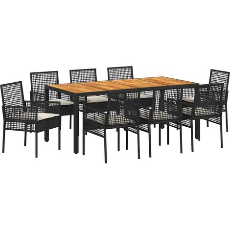 Maison Exclusive - Set da Pranzo per Giardino 9 pcs Nero polyrattan