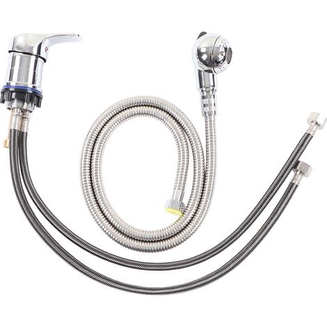 Lavoir de salon coiffure mitigeur douchette shampooing eau chaude froide kit avec flexible 120 cm robinet bac lavage (1/5)