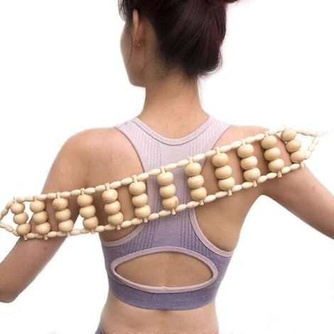 Rouleau de massage en bois pour le dos, outil de massage anti-cellulite en bois pour l'automassage et le soulagement des douleurs au dos, à la nuque et aux jambes (1/4)