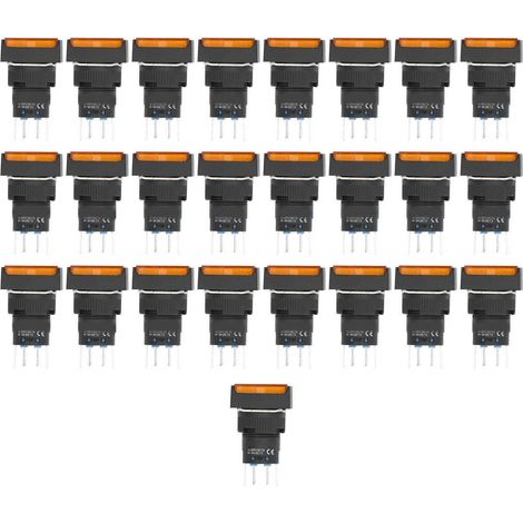 25 rechteckige, selbstverriegelnde Momenttaster mit Kontrollleuchte 220 V BEMLA1622DSJ 16 mm (gelb) (1/5)