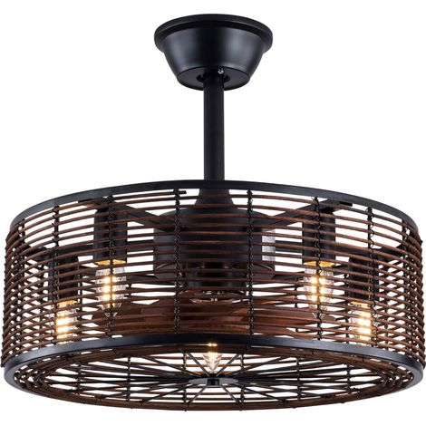 Braun Lampenschirm Deckenlampe Deckenventilator Mit Licht Fernbedienung Timing (1/5)