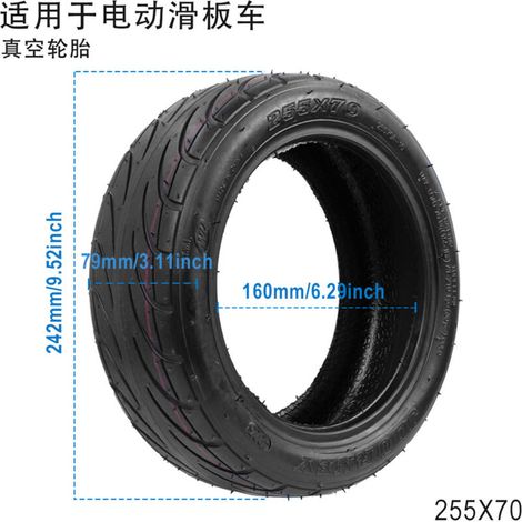 Les pneus 10x2.70-6.5 conviennent aux trottinettes électriques pliables et aux draisiennes des pneus tubeless anti-explosion 255x70 sont également disponibles.