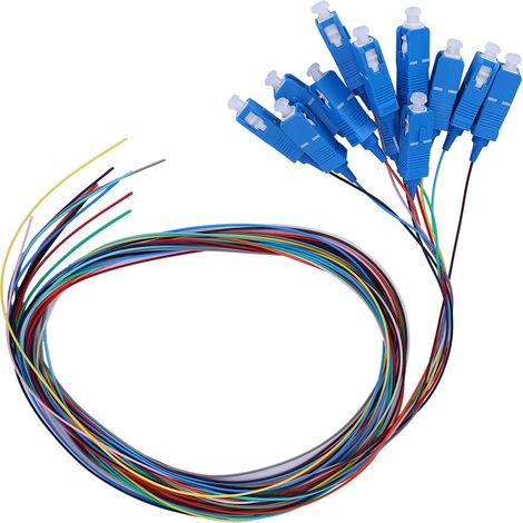 SC/UPC-Glasfaser-Pigtail-Kabel, Singlemode, 12-adrig, SC-Vierkantstecker mit PVC-Außenhülle (1/5)