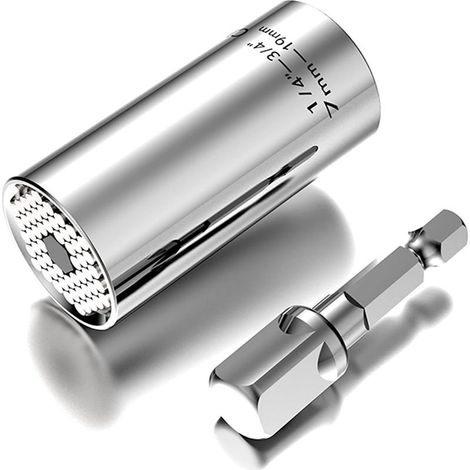 Clé à Douille Universelle - Cadeau Pour Homme,coffret douille de gadget de clé à cliquet de réparation multifonction 7-19mm avec adaptateur de perceuse électrique (1/5)