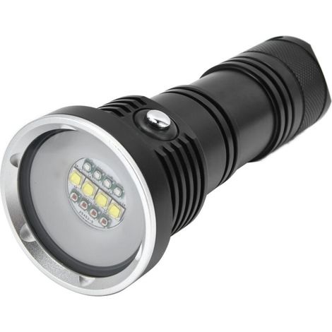 Lampe de Poche en Aluminium IP68 10 000 Lm, Torche de Plongée avec 3 Couleurs d'éclairage pour la Pêche Sous-marine (1/5)