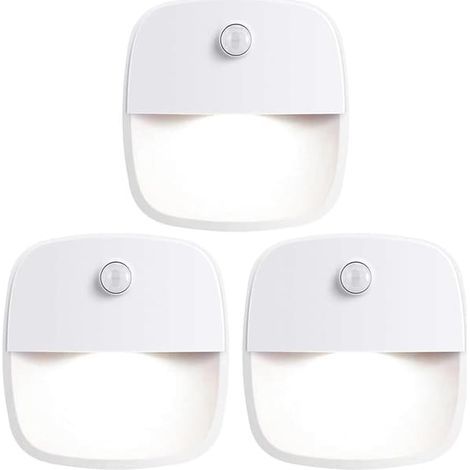 Set mit 3 batteriebetriebenen, bewegungsaktivierten Nachtlichtern mit Bewegungsmelder, LED-Innenleuchten für Flure, Schränke und Schlafzimmer (1/5)