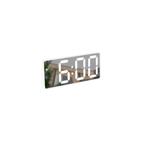 Réveil LED Miroir Numérique avec Affichage de la Température Luminosité Réglable Commande Vocale et Fonction Snooze Facile Deux Modes d'alimentation pour Chambre Table de Nuit