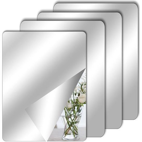 TSLBW 4-teiliges Acryl-Spiegel-Aufkleber-Set für Wände, Schule, Zuhause, Wohnzimmer, Badezimmer, Schlafzimmer (1/5)
