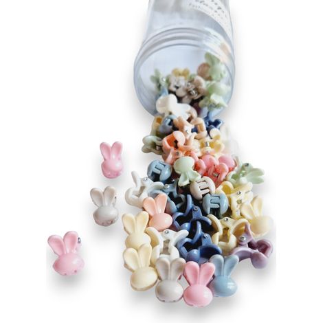 Lot de 50 pinces à cheveux, barrettes, crabes, grenouilles, lapins (1/5)